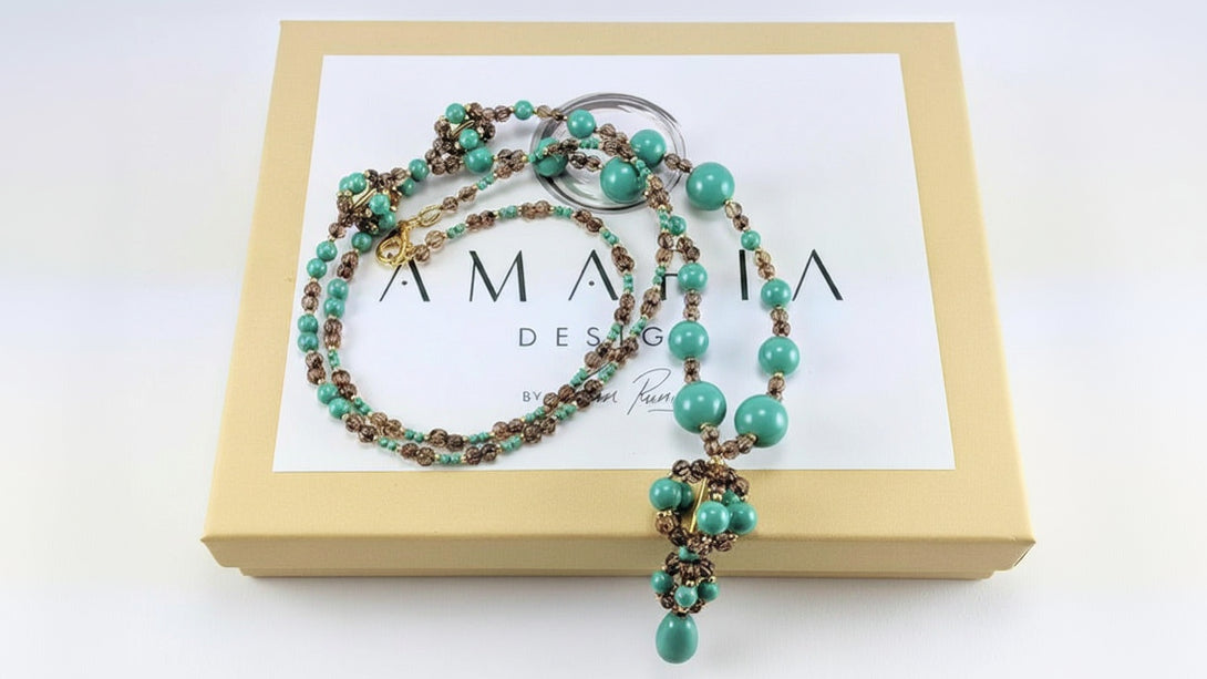 Jade crystal pearl necklace