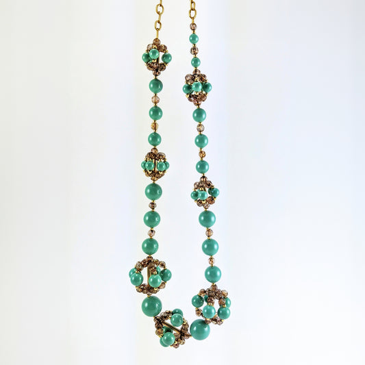 Jade crystal pearl necklace