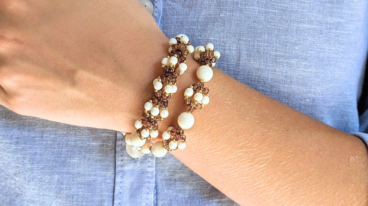 Ivory crystal pearl bracelet