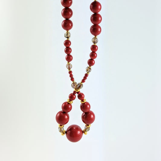 Red crystal pearl necklace