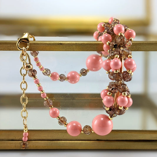 Pink crystal pearl bracelet