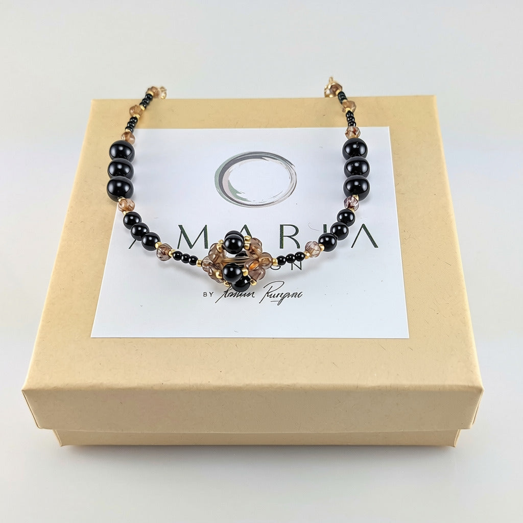 Mystic black crystal pearl bracelet