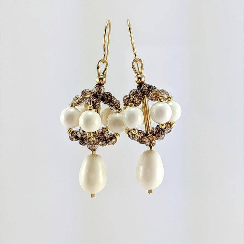 Ivory crystal pearl earrings