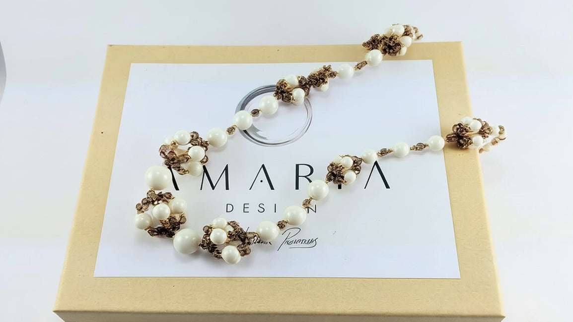 Ivory crystal pearl necklace