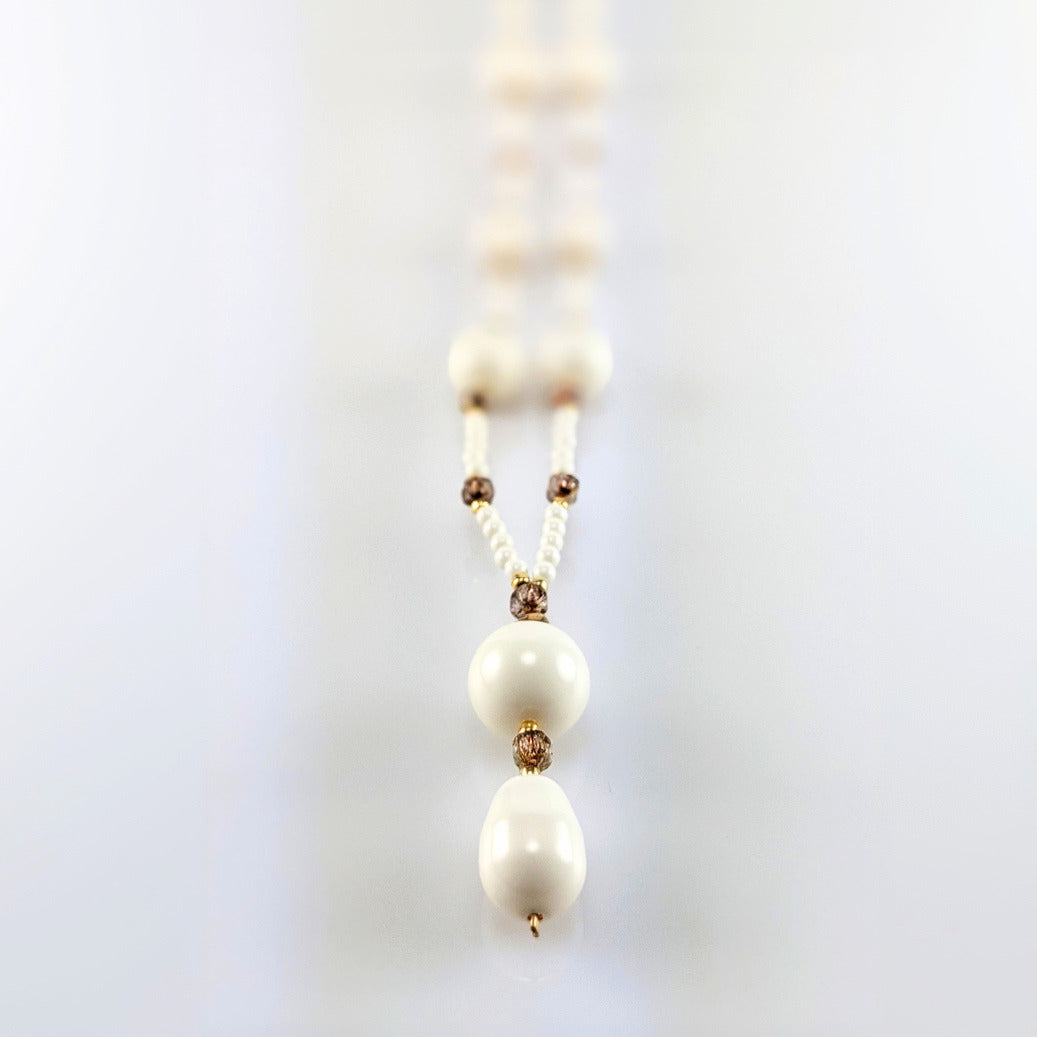 Ivory crystal pearl necklace