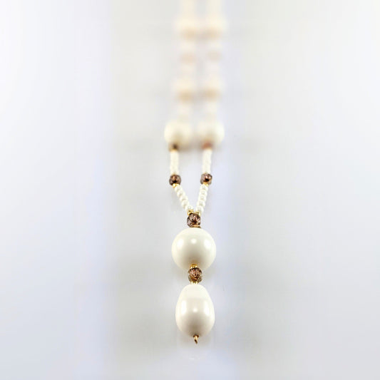 Ivory crystal pearl necklace
