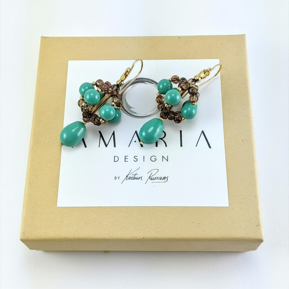 Jade crystal pearl earrings