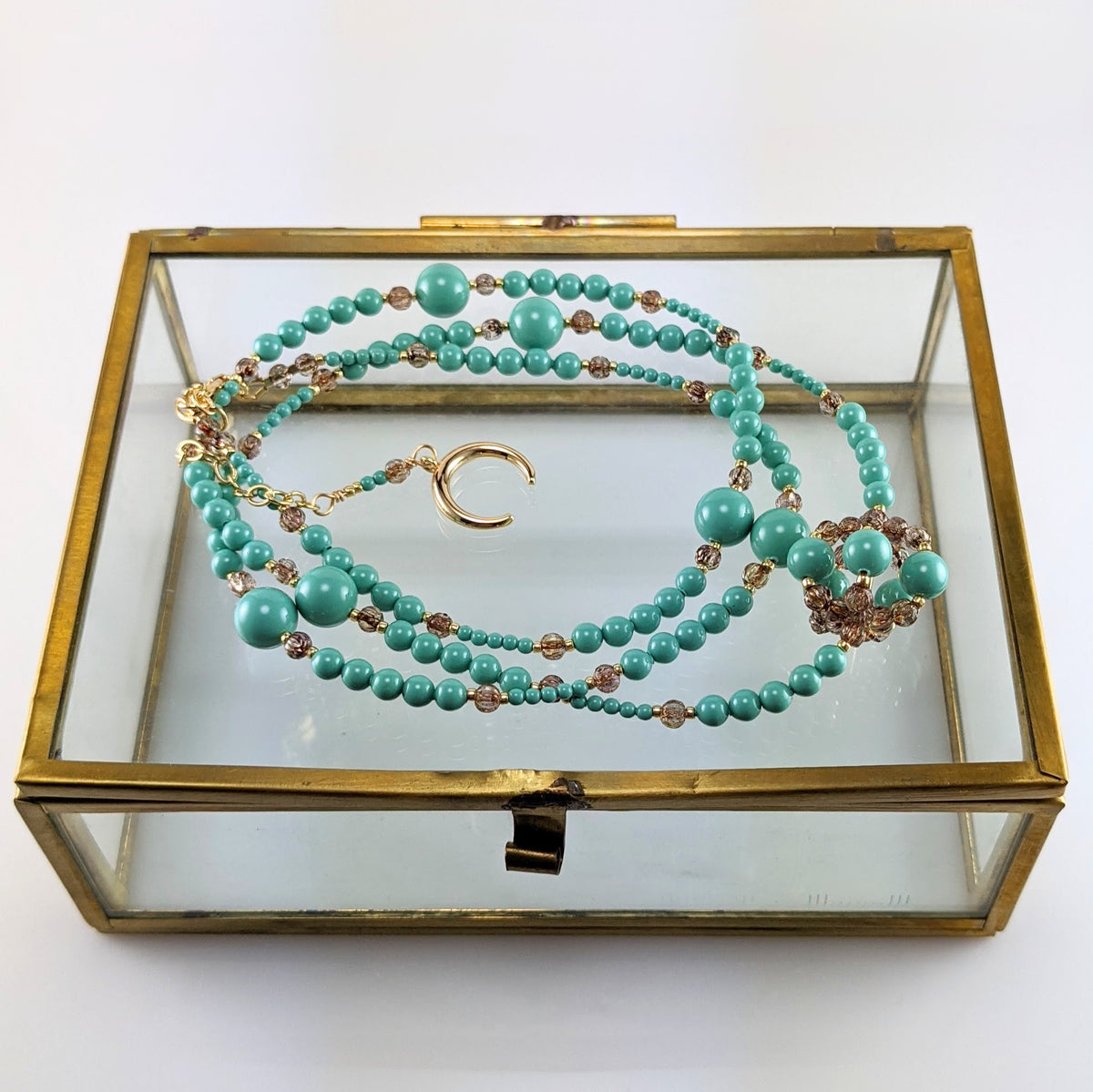 Jade crystal pearl necklace
