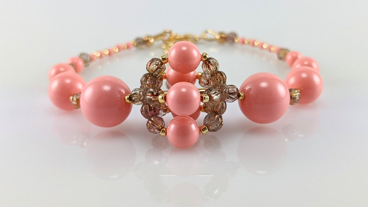Pink crystal pearl bracelet
