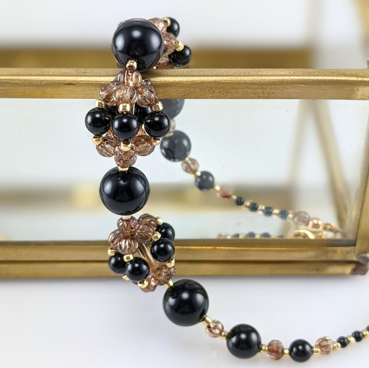 Mystic black crystal pearl bracelet