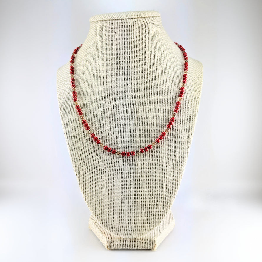Red crystal pearl necklace