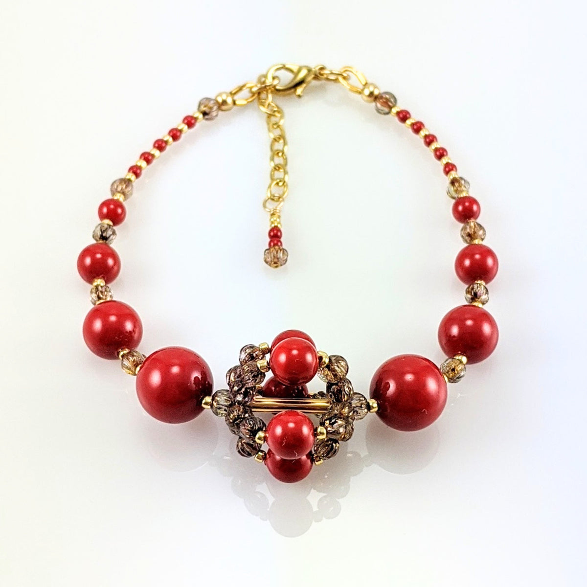 Red crystal pearl necklace