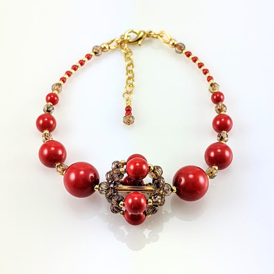 Red crystal pearl necklace