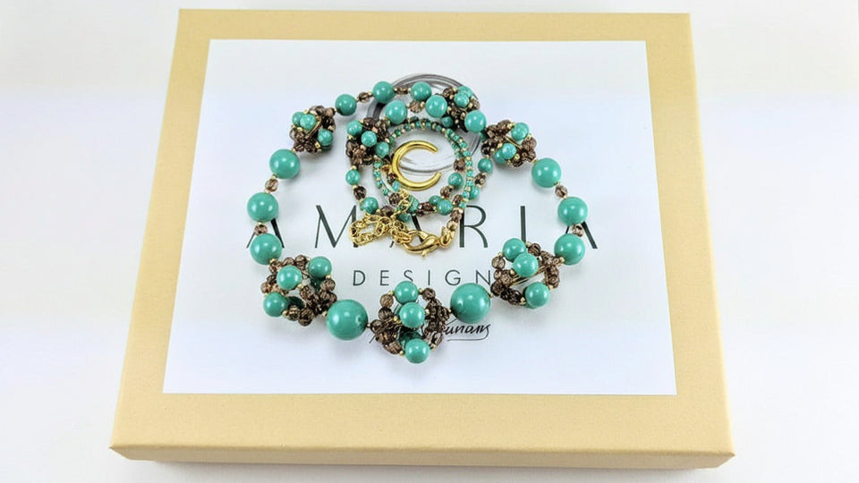 Jade crystal pearl necklace