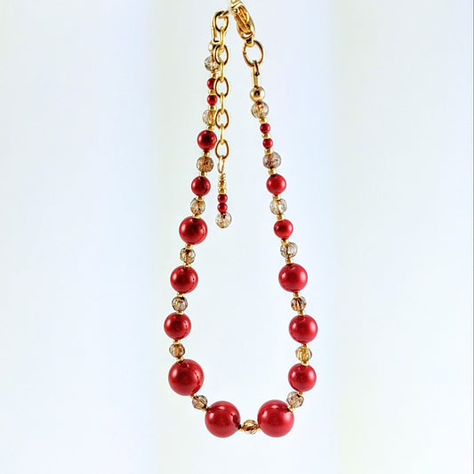 Red crystal pearl bracelet