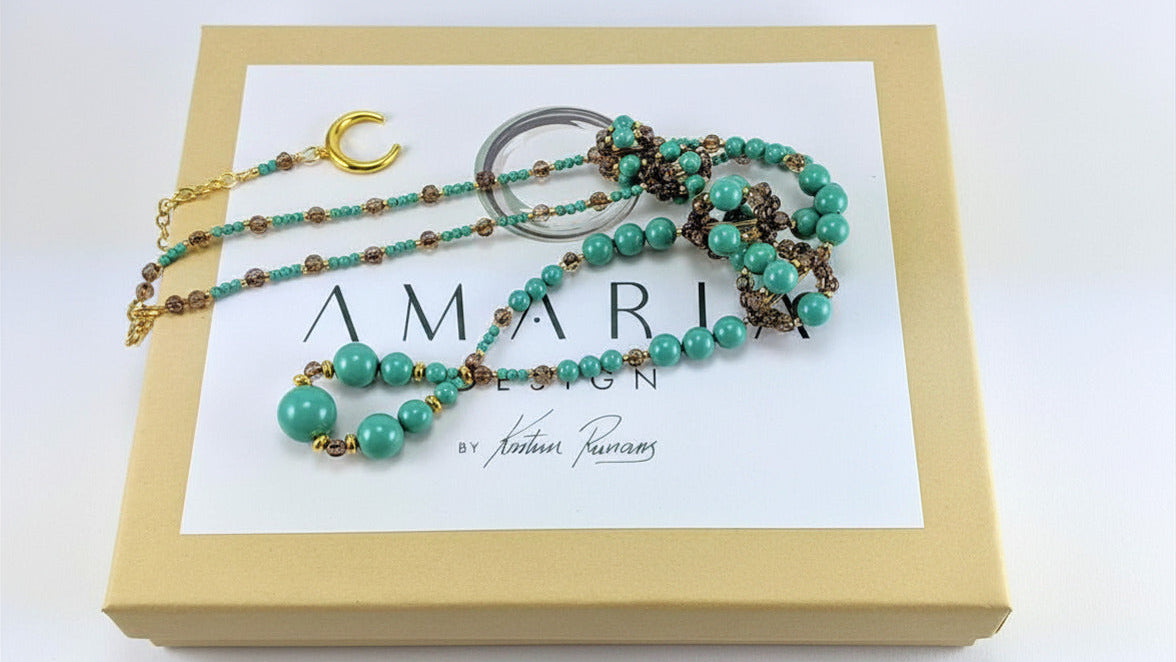 Jade crystal pearl necklace