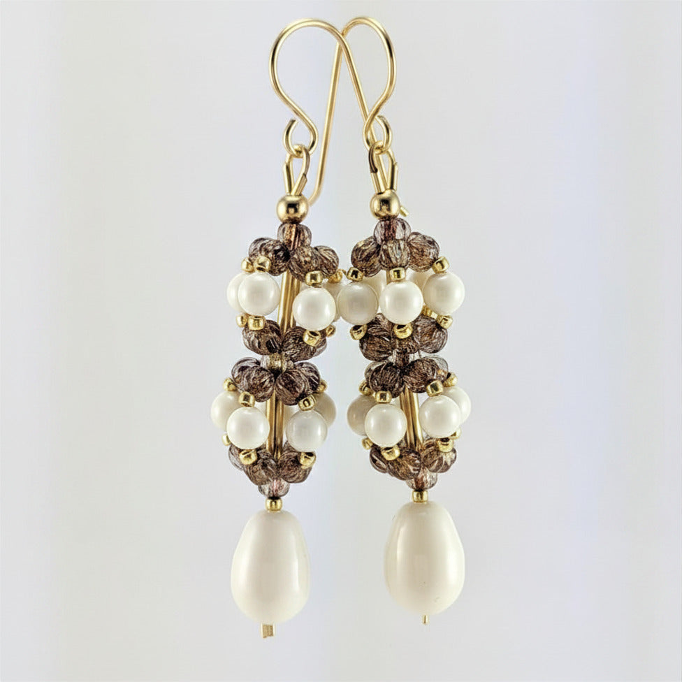 Ivory crystal pearl earrings