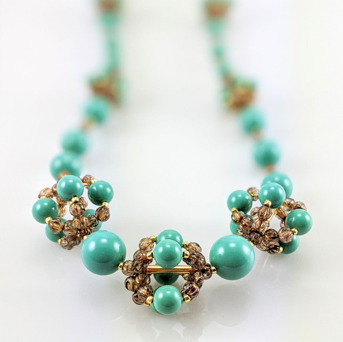 Jade crystal pearl necklace