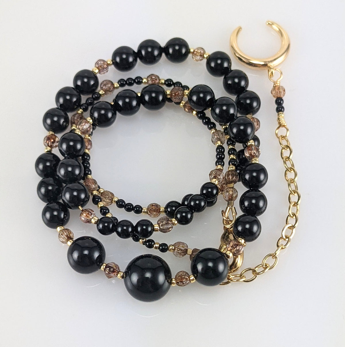 Mystic black crystal pearl necklace
