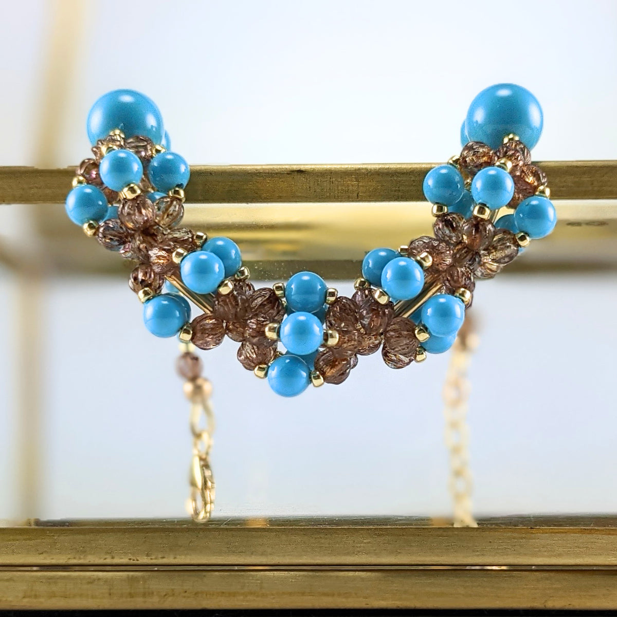 Turquoise blue crystal pearl bracelet