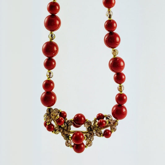 Red crystal coral necklace