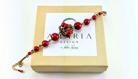 Red crystal pearl necklace