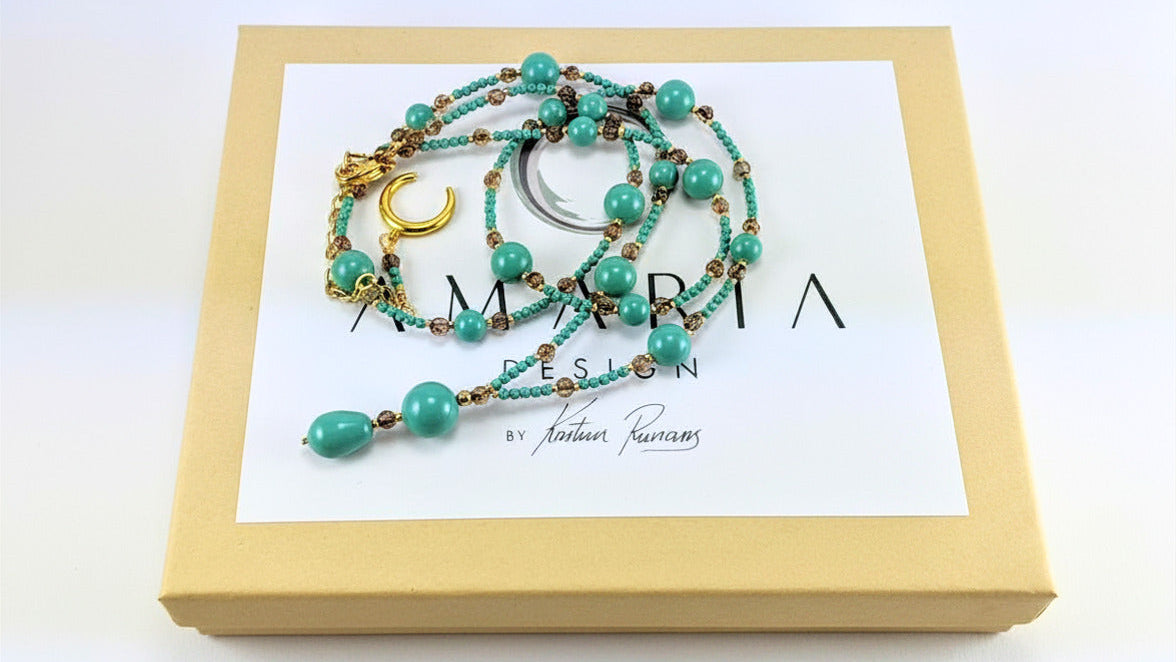 Jade crystal pearl necklace