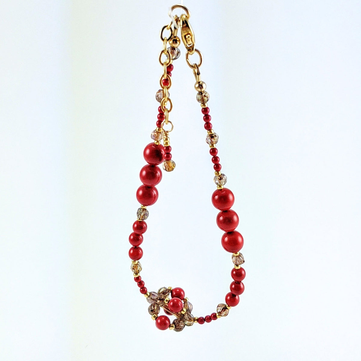 Red crystal pearl bracelet