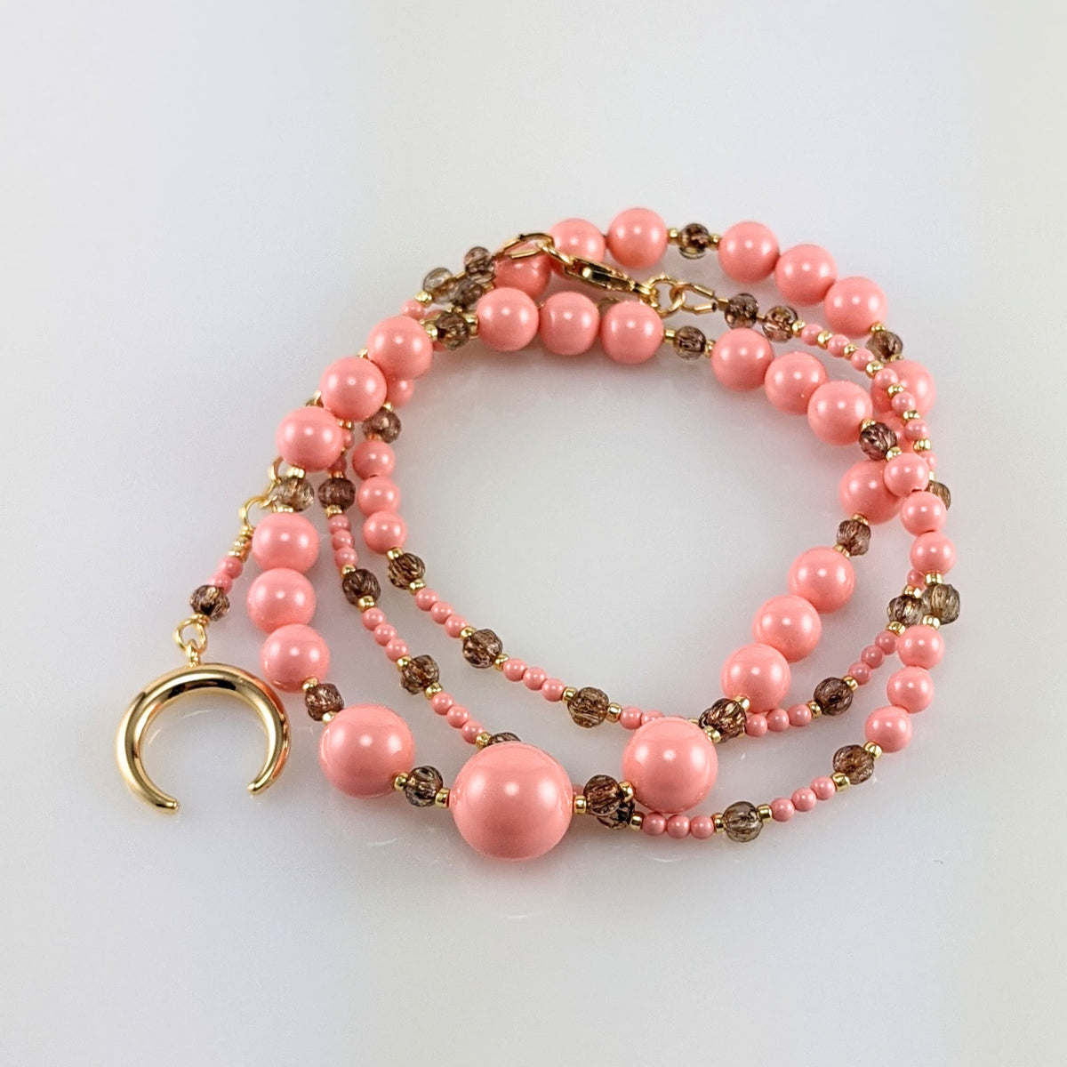 Pink crystal pearl necklace