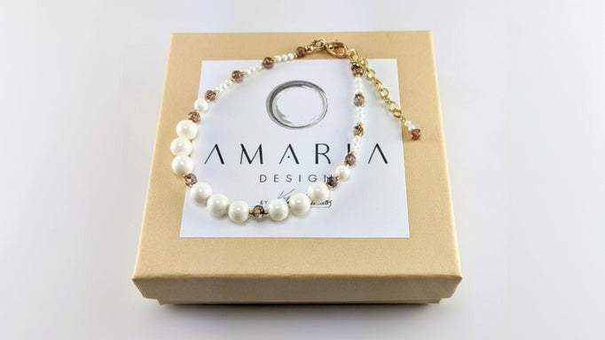 Ivory crystal pearl bracelet