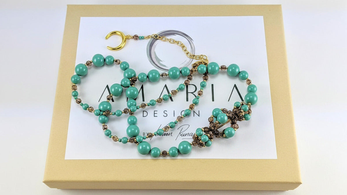 Jade crystal pearl necklace