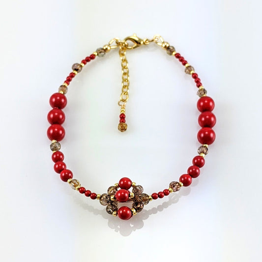 Red crystal pearl bracelet