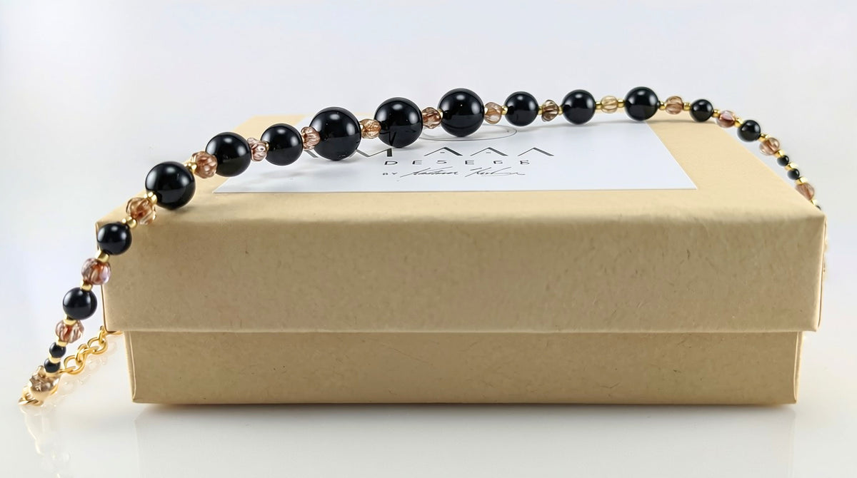 Mystic black crystal pearl bracelet