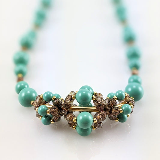 Jade crystal pearl necklace