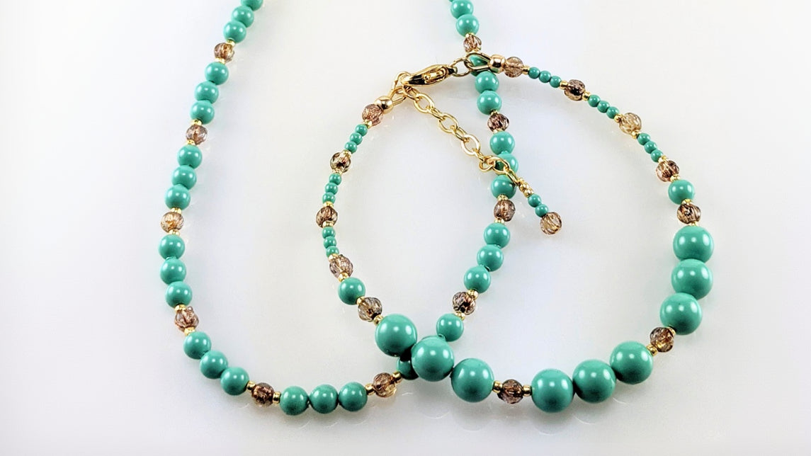 Jade crystal pearl necklace