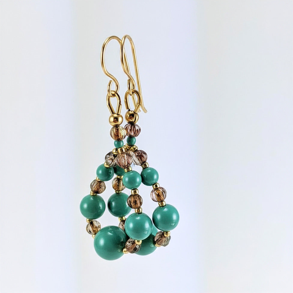 Jade crystal pearl earrings