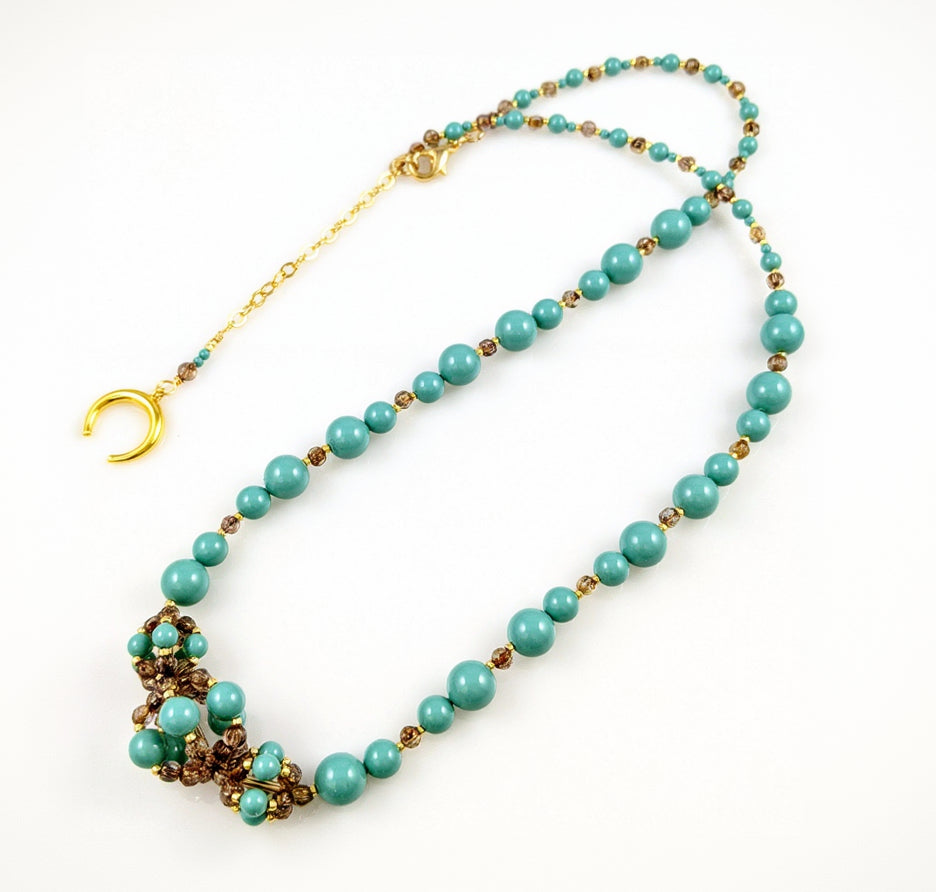 Jade crystal pearl necklace