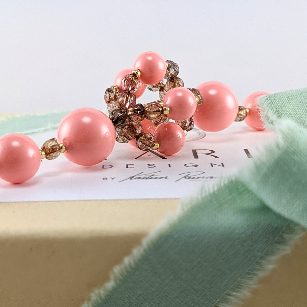 Pink crystal pearl bracelet
