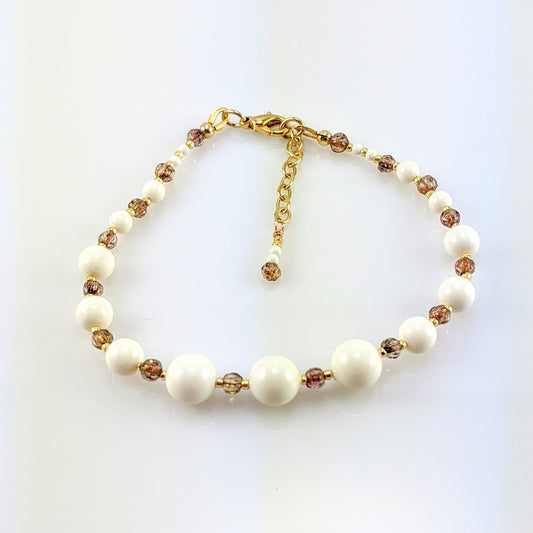 Ivory crystal pearl bracelet