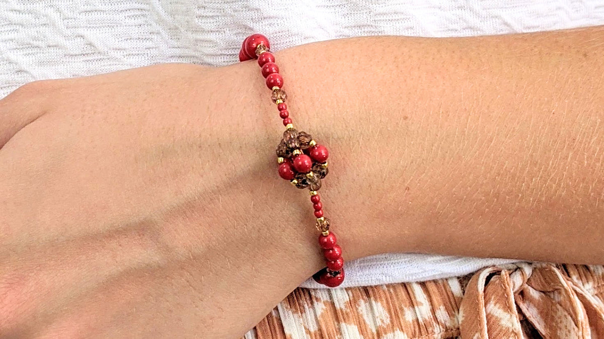 Red crystal pearl bracelet