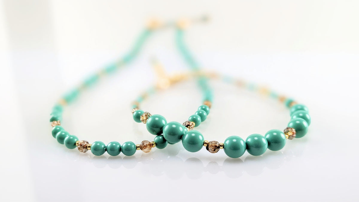 Jade crystal pearl necklace