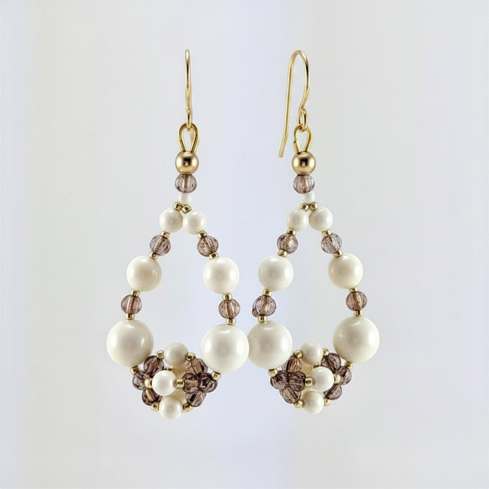 Ivory crystal pearl earrings