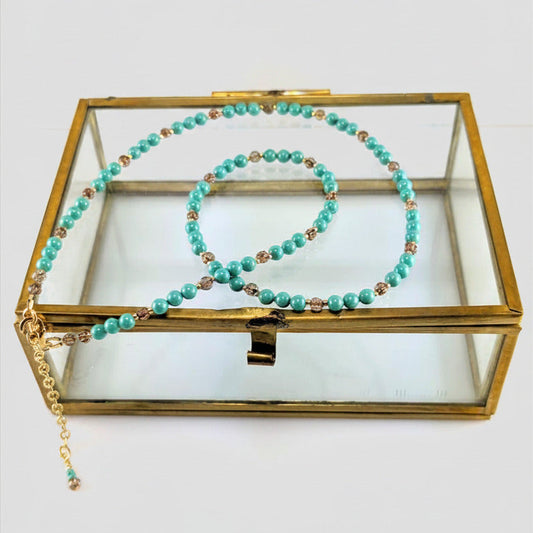 Jade crystal pearl necklace