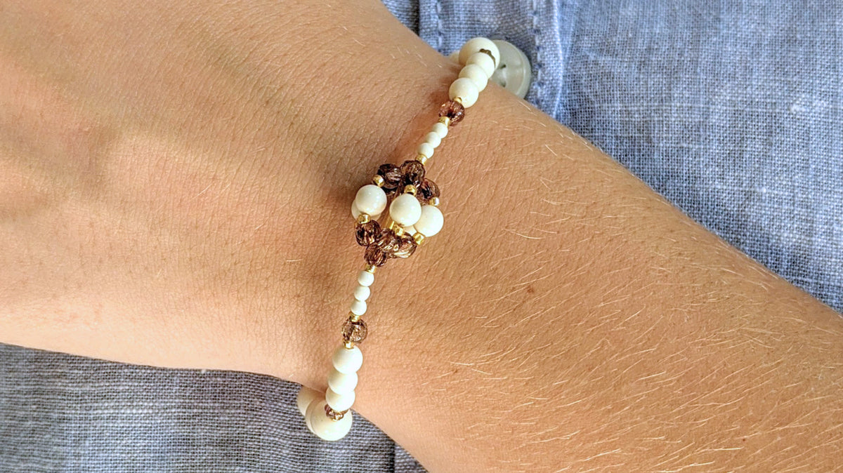 Ivory crystal pearl bracelet