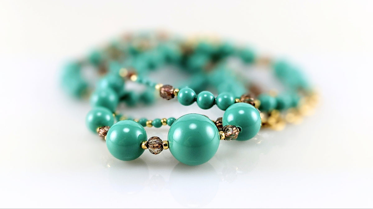 Jade crystal pearl necklace