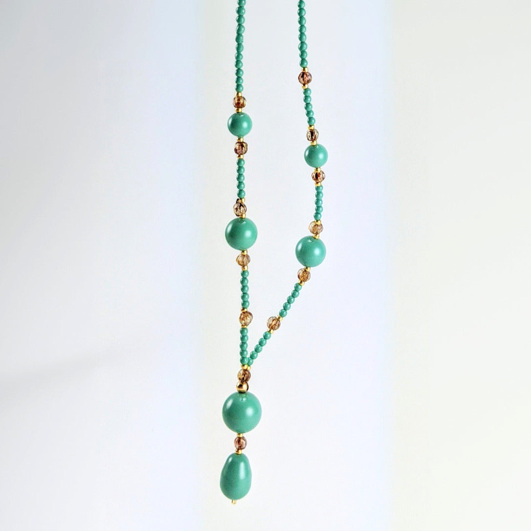 Jade crystal pearl necklace