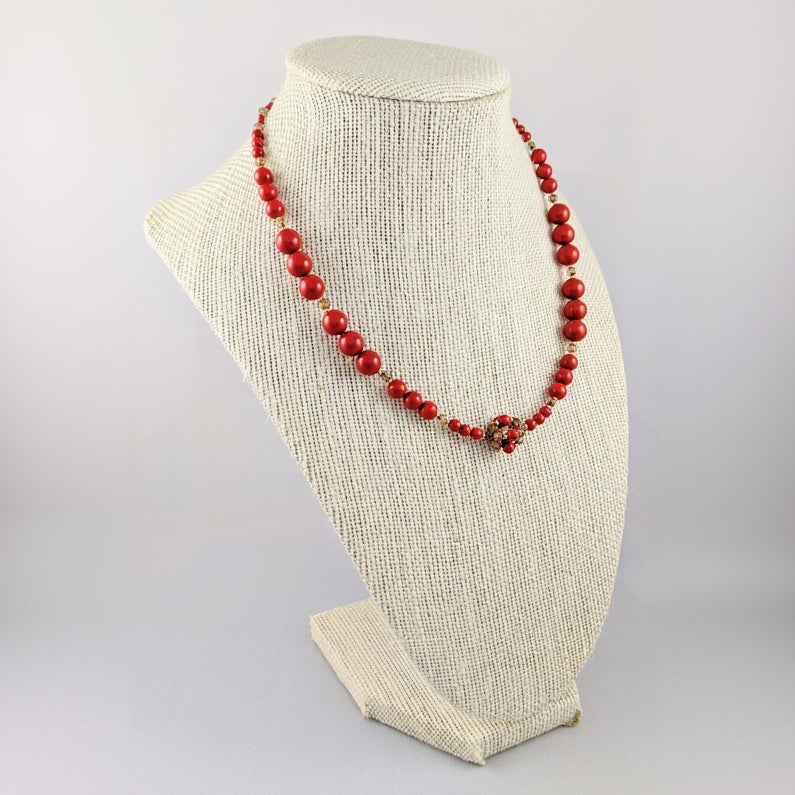 Red crystal pearl necklace