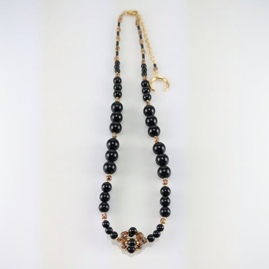 Mystic black crystal pearl necklace
