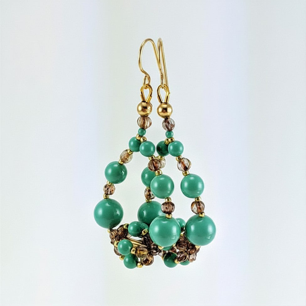 Jade crystal pearl earrings