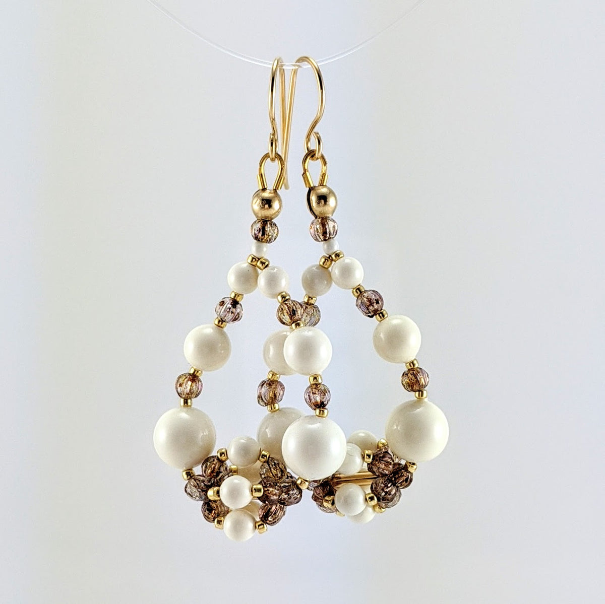 Ivory crystal pearl earrings